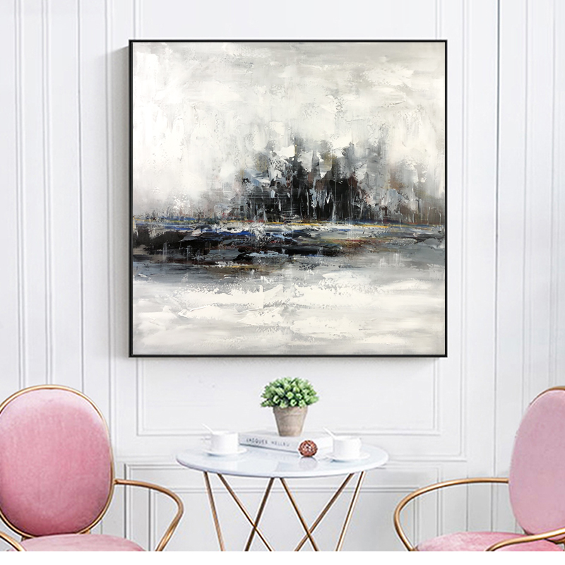 Venda quente Arte finala abstratana lona modren preto e branco artesanal pinturas a óleo para a decoração da parede da sala de estar