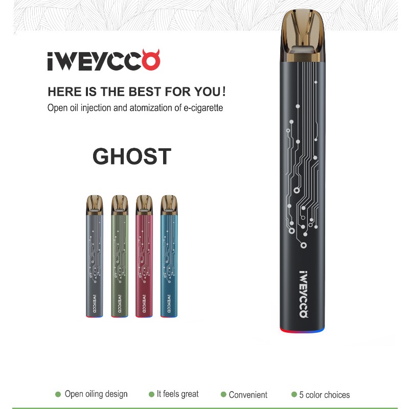 Iweycco Ghost Vape 650mAh 12W Pod Eletrônico Cigarro 2ml Cartucho Vaporizador para você