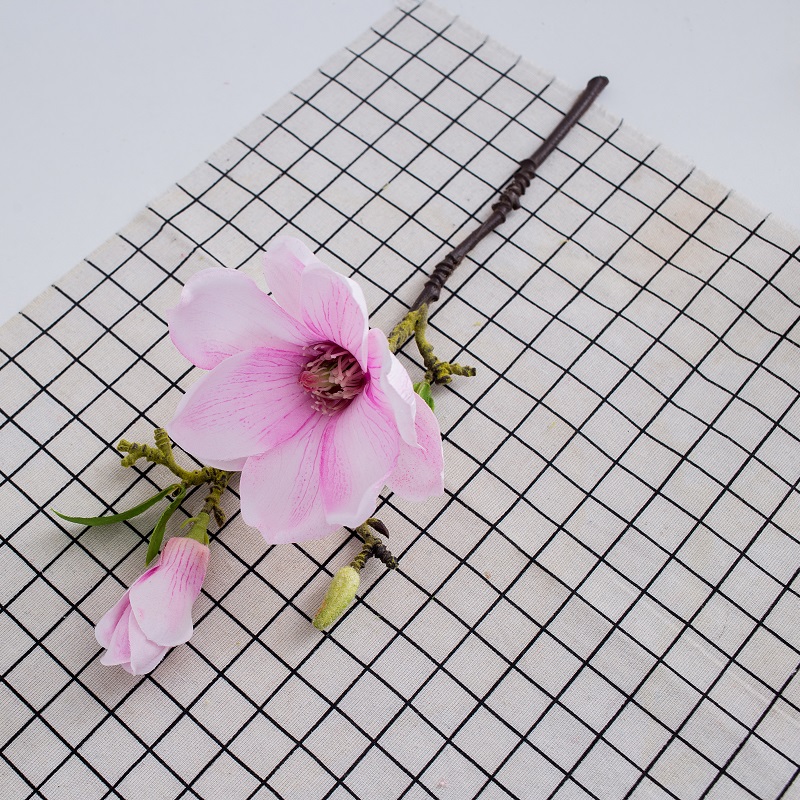 Venda quente único ramo artificial flor artificial magnólia flor para mesa de casamento decorar