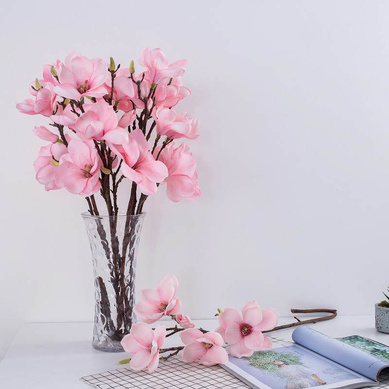 Fornecimento direto da fábrica único ramo longo magnólia flor artificial flor para vender