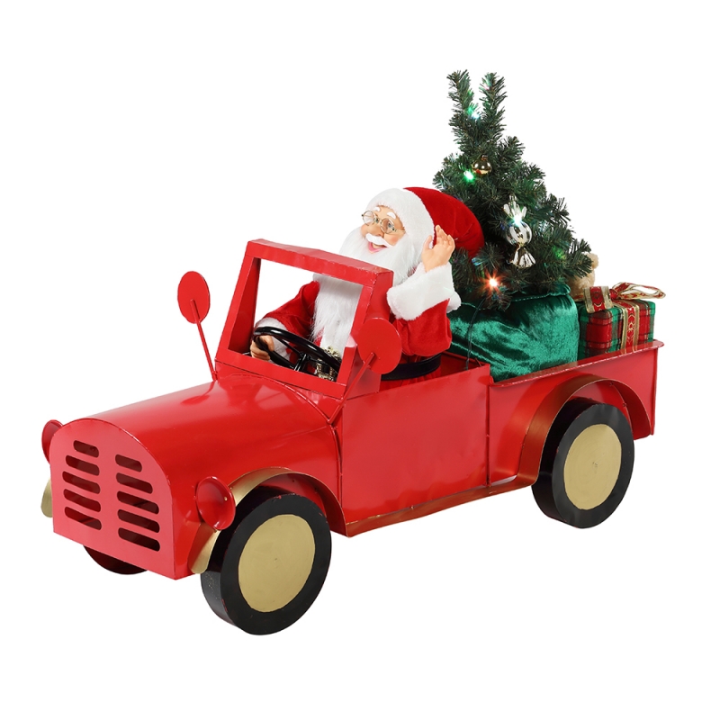 160 cm musical animado Papai Noel sentadono caminhão enfeites denatal coleção de decoração do feriado figurine Adapter AC
