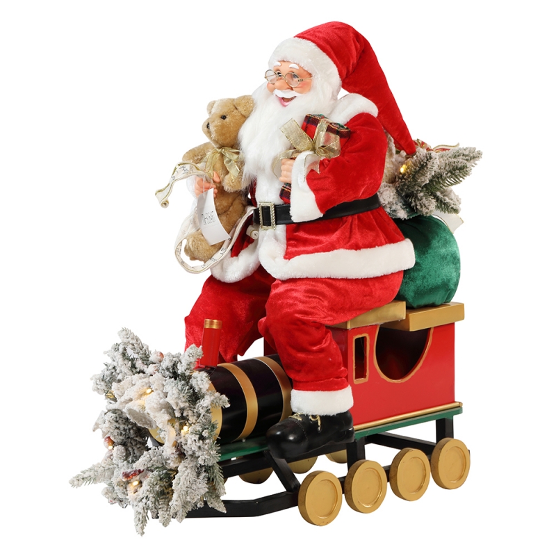 60/90cm Trem de Natal Papai Noel com iluminação ornamento decoração festival feriado figurine coleção tradicionalnatal