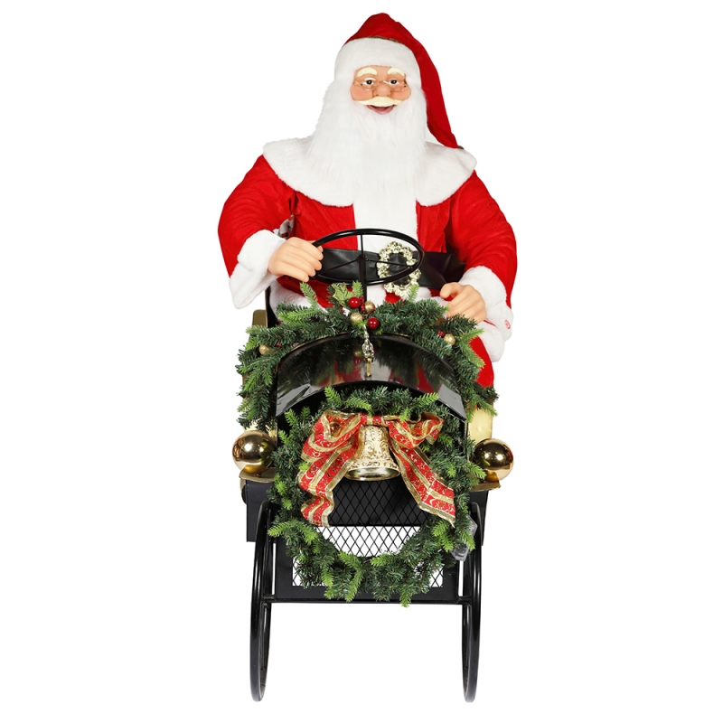 150 cm assento trenó Santa Claus com iluminação ornamento decoração de Natal tradicional figurine coleção