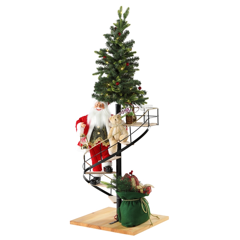 60cm Escadaria de Natal Papai Noel com iluminação ornamento musical decoração festival feriado figurine coleção tradicional