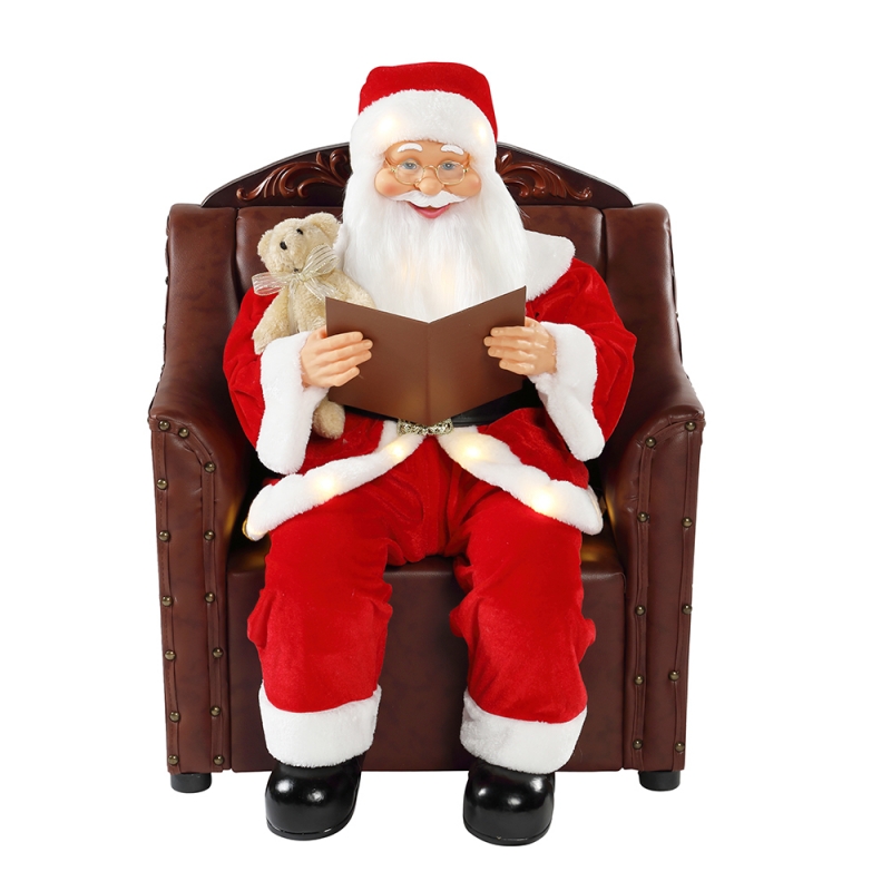 80cm sofá Papai Noel com iluminação ornamento musical decoração de Natal figurine coleção tradicionalnatal