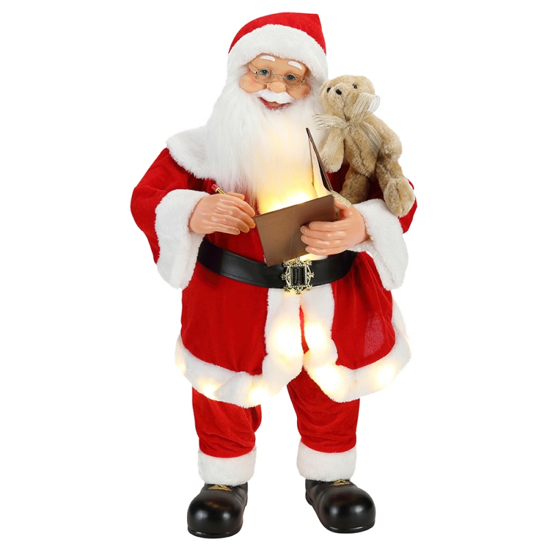 80cm Animado escrita de Natal Papai Noel com iluminação ornamento musical decoração tradicional figurine figurine coleção