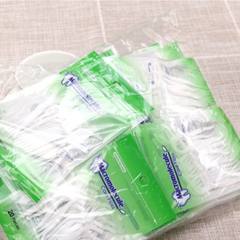 Etiqueta privada de alta qualidade 20 pcs saco embalagem dental floss petricks atacado barato fio dental