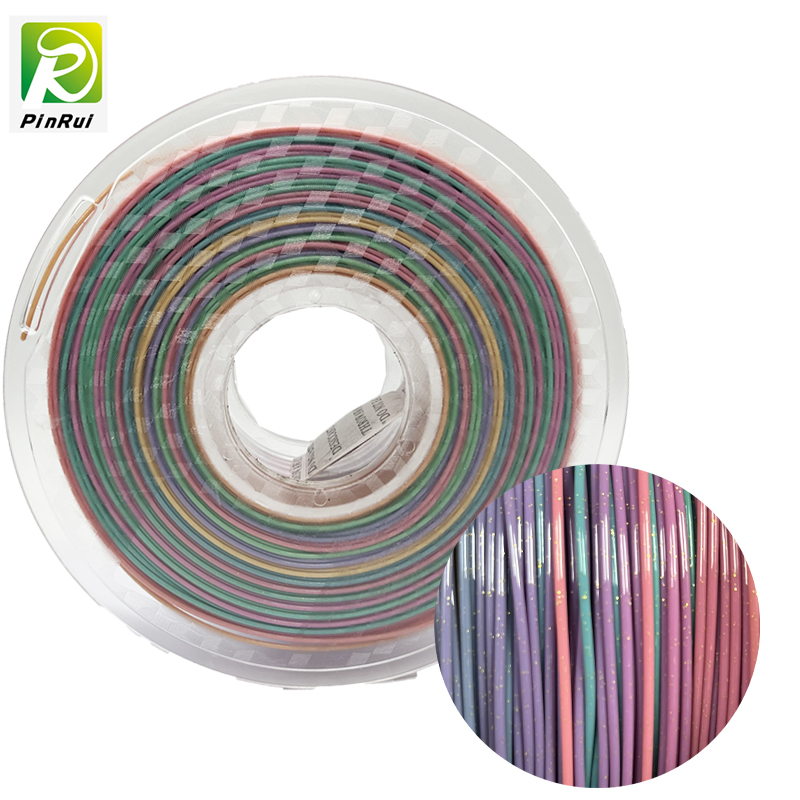 Pinrui Glitter PLA 1.75mm 3D Impressora Filamento Sparkle Twinkling Arco-íris Cor