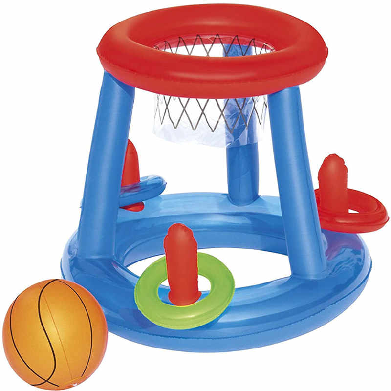 Conjunto de aro de basquete flutuante inflável, brinquedo de jogo de piscina, suporte de basquete de água inflável
