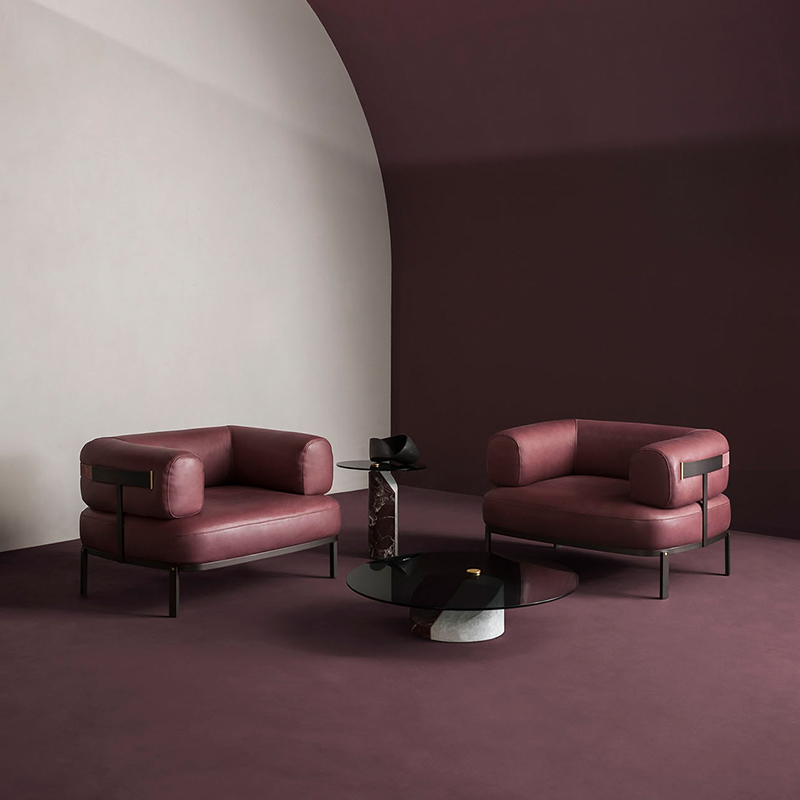 Projeto italiano Tabela de café de vidro moderado Moderno Mármore Plinth Redondo mesa para a mobília da sala de estar