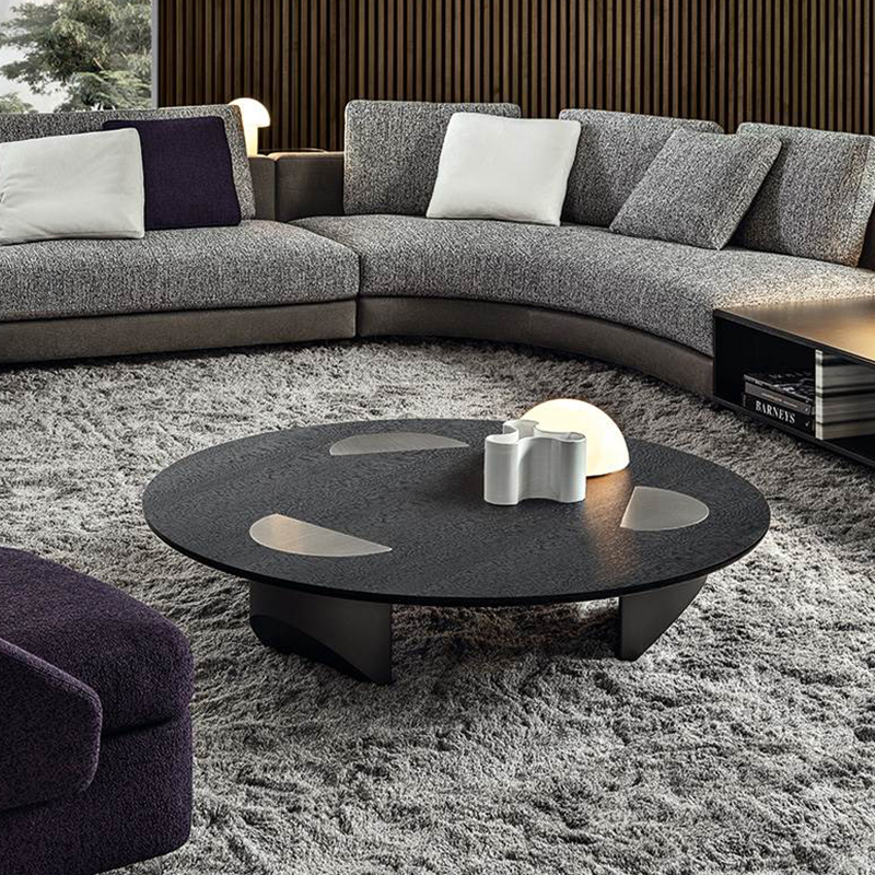 Projeto italiano Perna de aço inoxidável Grande Luxo Luxo Vidro Redondo Tabela de Café moderno para mobília da sala de estar