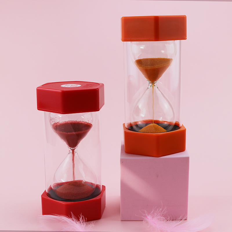 Estilo de capa hexagonal de plástico colorido 30/20 minutos Hourglass Sandglass Sand Clock Timer Hot