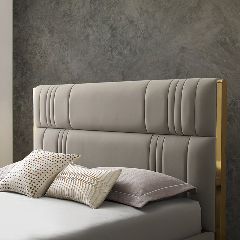 Cama de couro moderno de hotel italiano 1,8 m de luxo de luxo king size quarto móveis