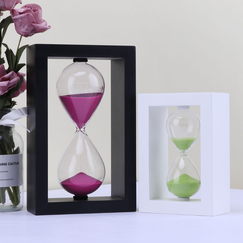 Personalização de alta qualidade Timer de areia de areia de madeira 1 hora Decoração de timer de areia 15 30 minutos quadro de madeira Hourglass de vidro de vidro