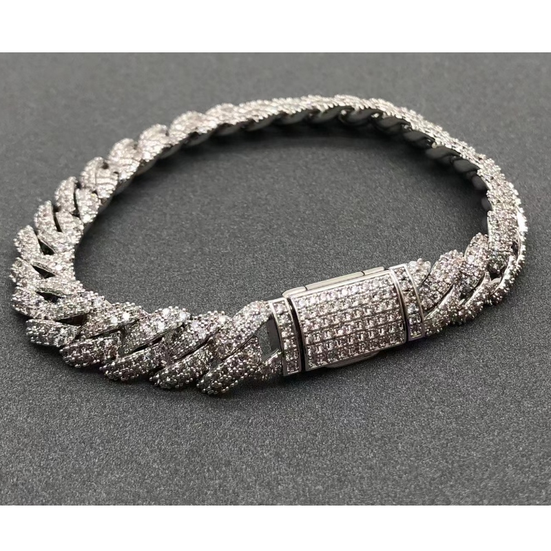 Tuochen Jewelry Sterling Silver 925 com pulseira de pedra moissanita para o homem