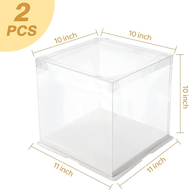 Caixas de favor claro 10 x 10 x 10 polegadas com fitas, caixas de presente de plástico caixas transparentes para festa de casamento cak