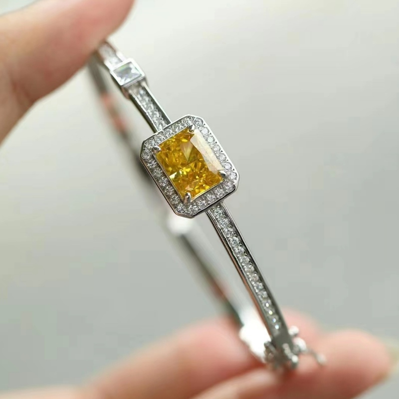 Prata esterlina 925 com pulseira de diamante colorida de alto carbono