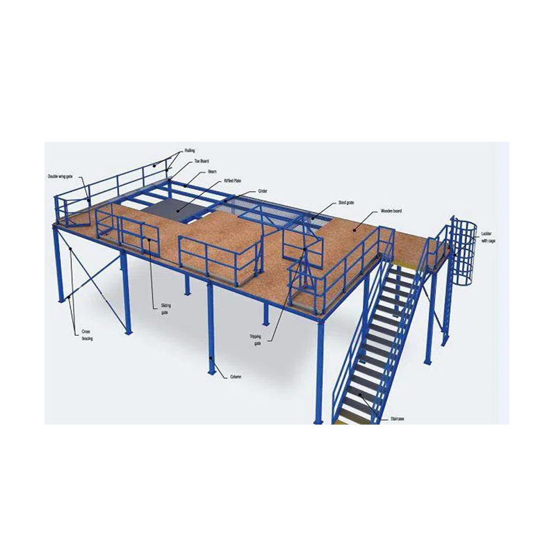 Plataforma de aço e escadas