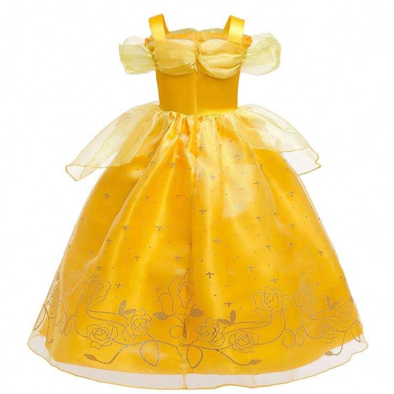 Roupa de Natal de Halloween Little Girl Yellow em camadas clássicas Crianças Belle Princess Vestres com acessórios HCBL-005