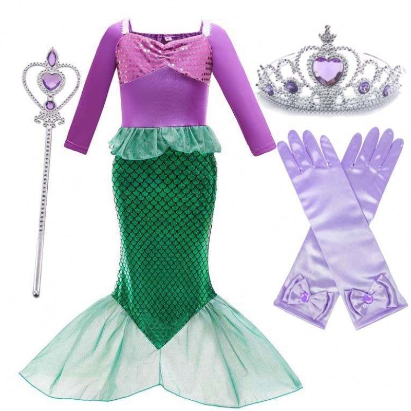 Festa de aniversário de aniversário de Halloween Trajes de Natal com acessórios Little Girls Mermaid Carnival Forneces HCMM-005