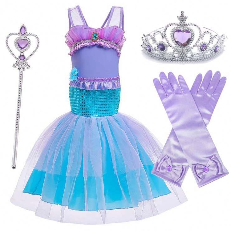 Princess Little Girls Lantejas de sereia para menina 6 a7 anos com jóias hcmm-006