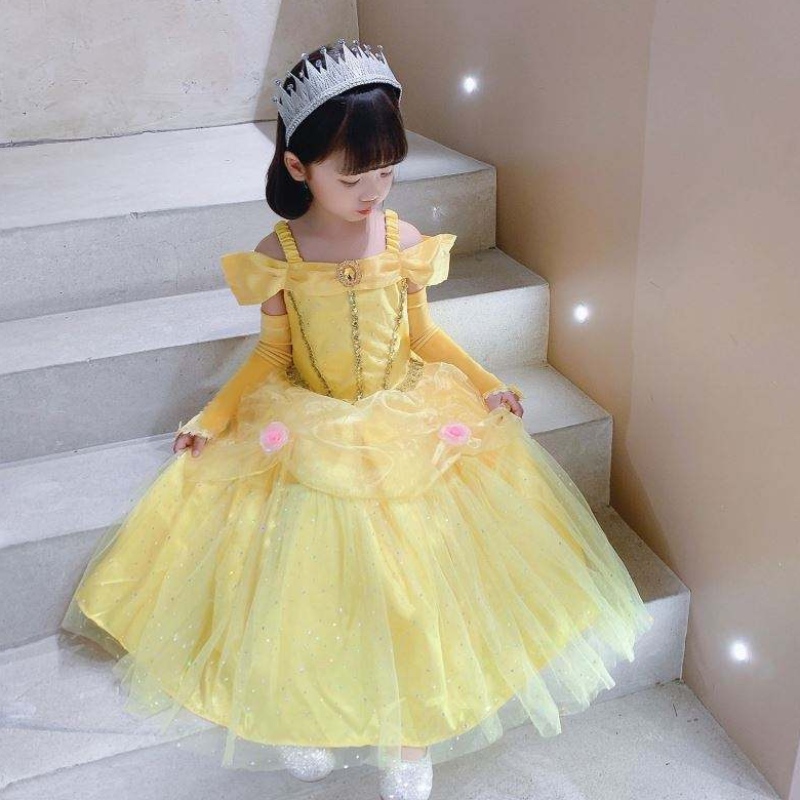Bela e a besta Belle Princess Dress Kids Girl Festa de Cosplay Costume