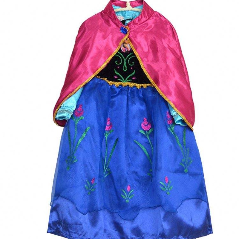 Vestuário infantil por atacado Crianças Elsa Meninas vestidos de mangas compridas com Cape Bxdcpf