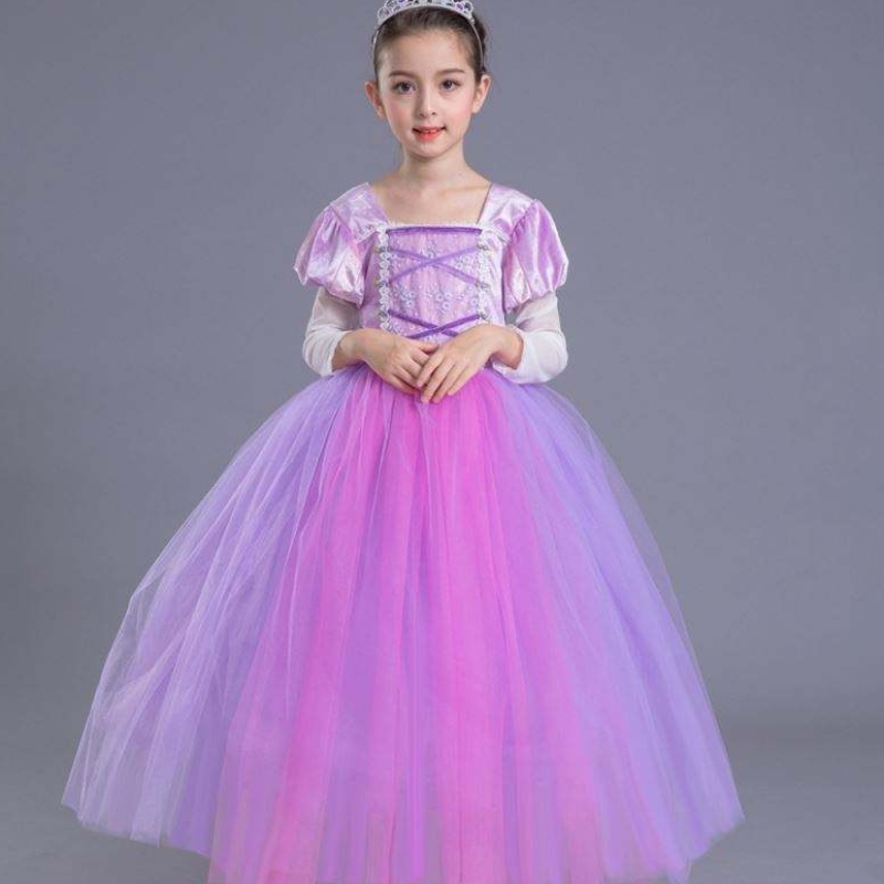 Vestido de Princesa Purple Rapunzel de alta qualidade de alta qualidade para meninas SMR020