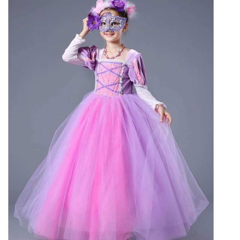 Vestido de Princesa Purple Rapunzel de alta qualidade de alta qualidade para meninas SMR020