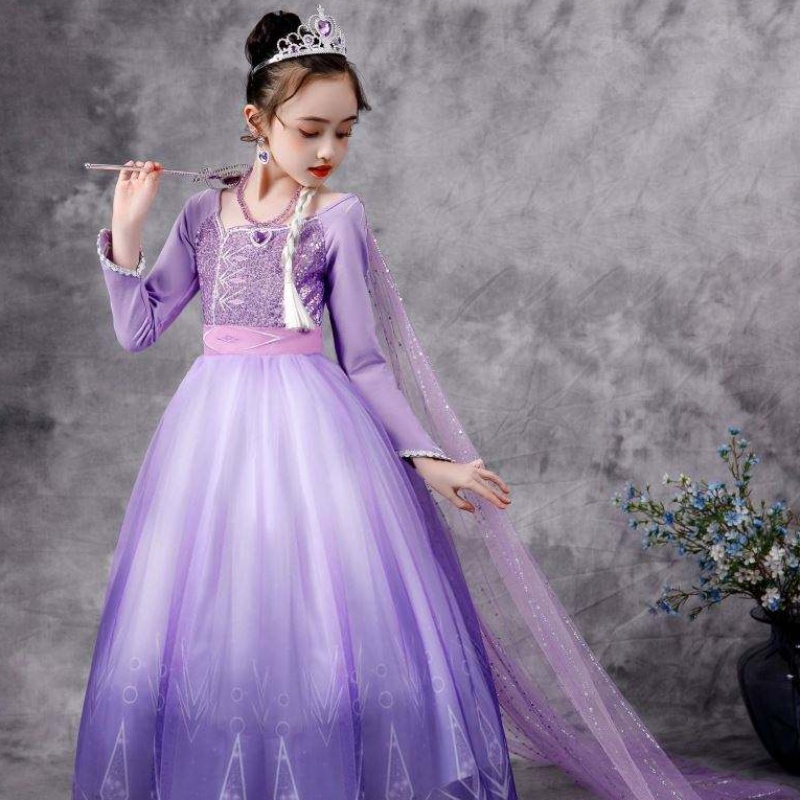 Baige New Elsa fantasia 2 meninas vestidos de princesa snow Queen Birthday Fanche Party