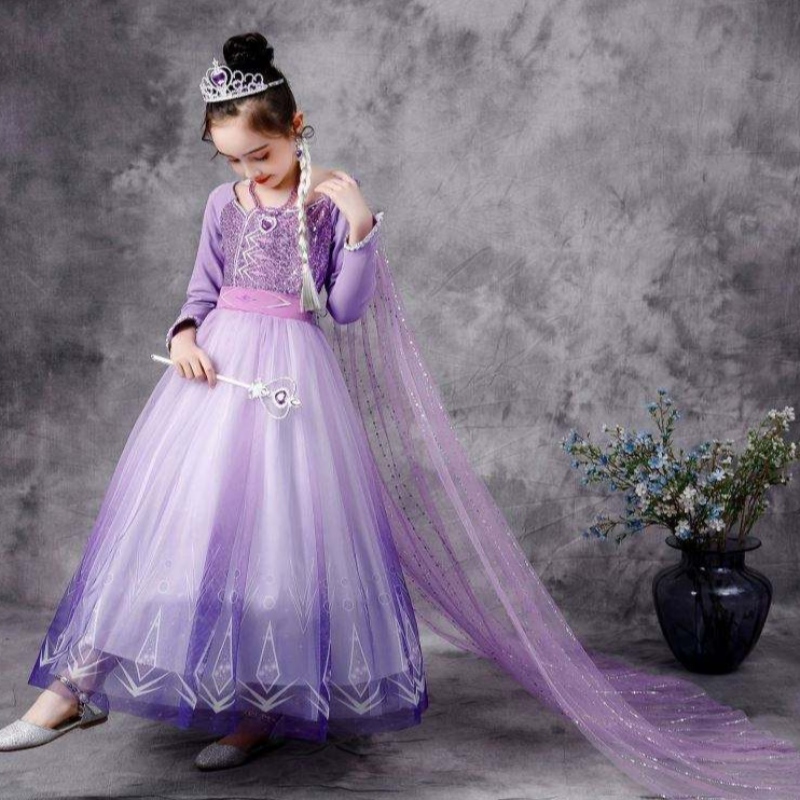 Baige New Elsa fantasia 2 meninas vestidos de princesa snow Queen Birthday Fanche Party