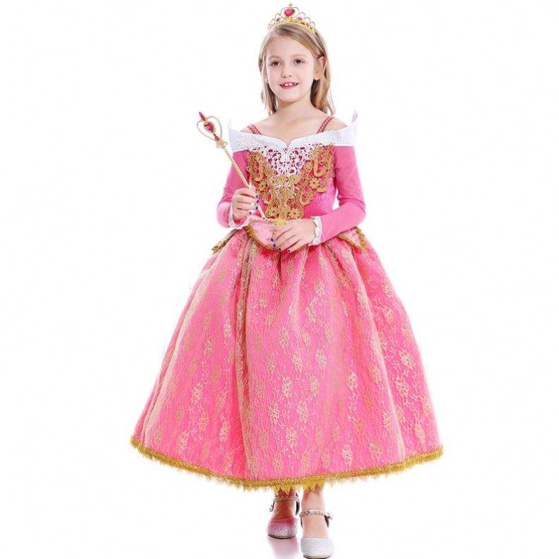 Vestido de meninas beleza adormecida princesa aurora vestido de renda costuma performance traje d0701 smr026
