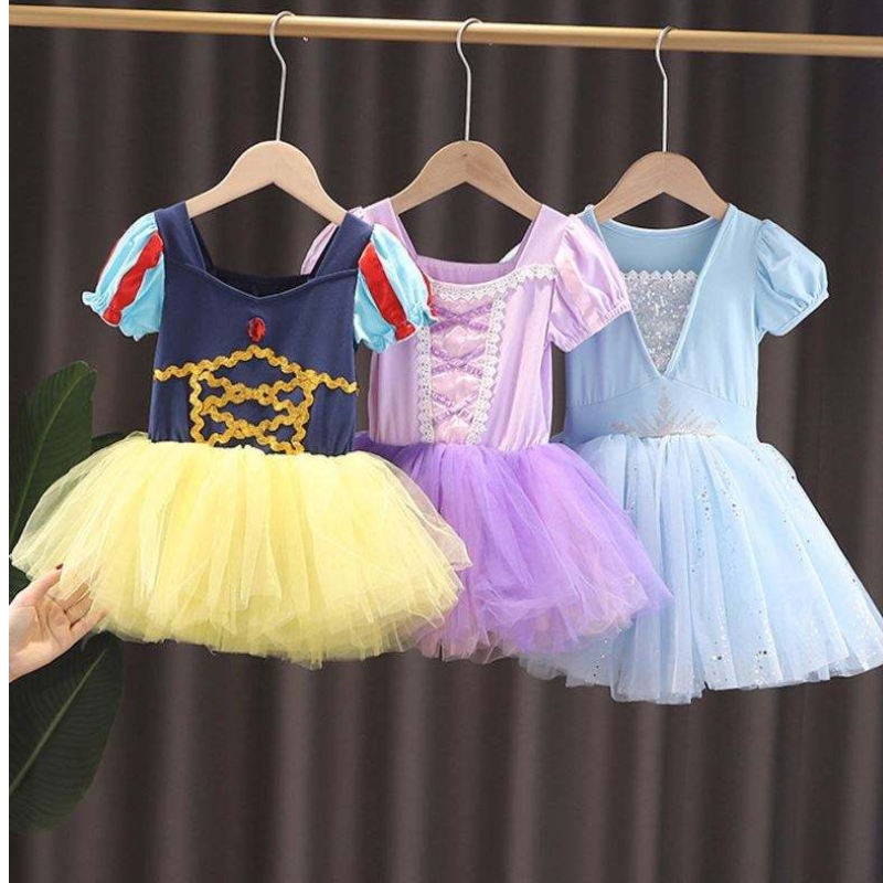 Crianças elsa anna rapunzelneve branca tutu vestido princesa fantasia infantil girl performance dança colart de balé vestido de meninas
