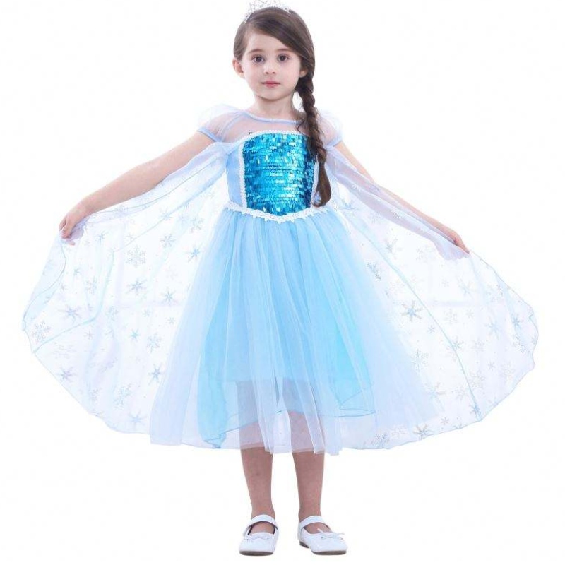 Meninas elsa princesa elsa anna moda crianças fantasia de cosplay figurin halloween crianças vestido com capa vestido de 3 a 10 anos