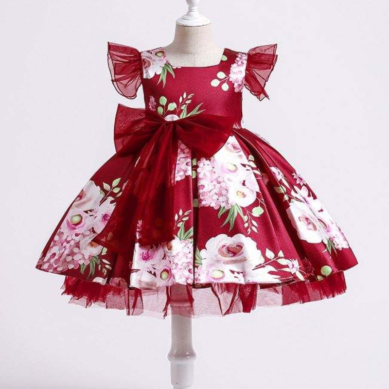 Baige Crianças Festa Vestidos de Baby Girl Printing Wedding Frock Hostess Dress Princess XH82028