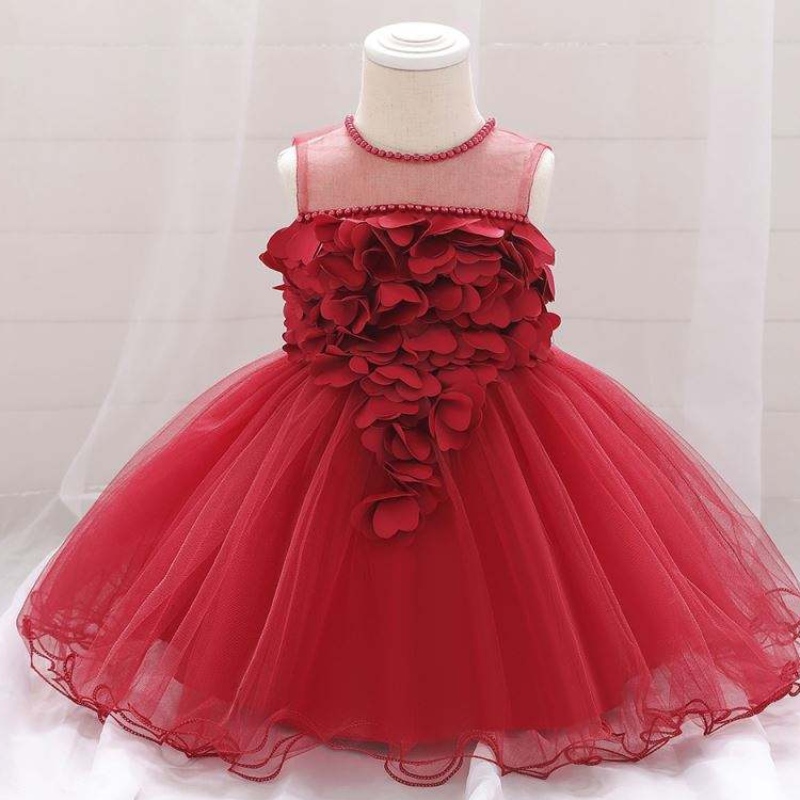 Novo design Crianças roupas infantis design de vestido de vestido de flor de bebê menina l1932xz
