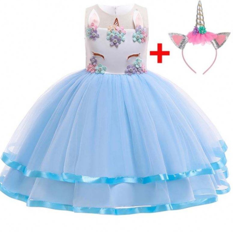 2021 Novo vestido de festa de unicórnio de flores 5 cores disponíveis para crianças vestido de festa djs002