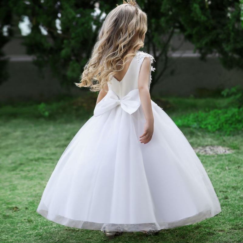 Vestido denoiva de algodão de cetim Baige 2022 vestido brilhante vestido de flor de cauda longa de cauda longa vestidos de menina