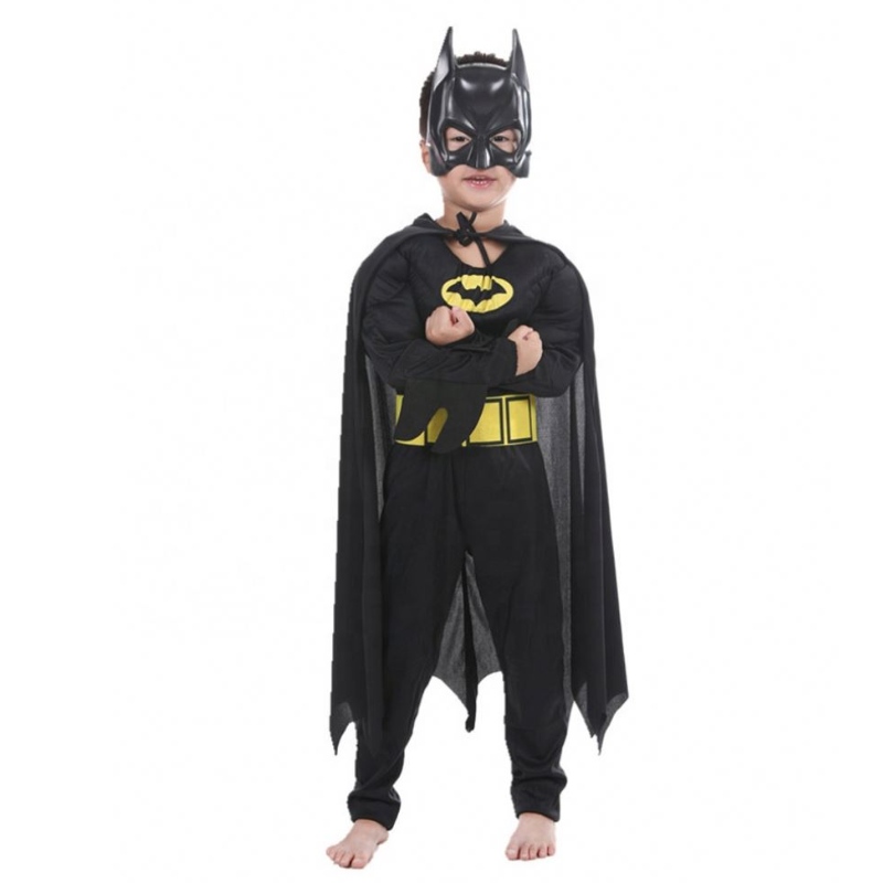 Halloween Masquerade Black Bat Muscle Kids Super -heróis trajes The Bat Man Figurinos com Máscara