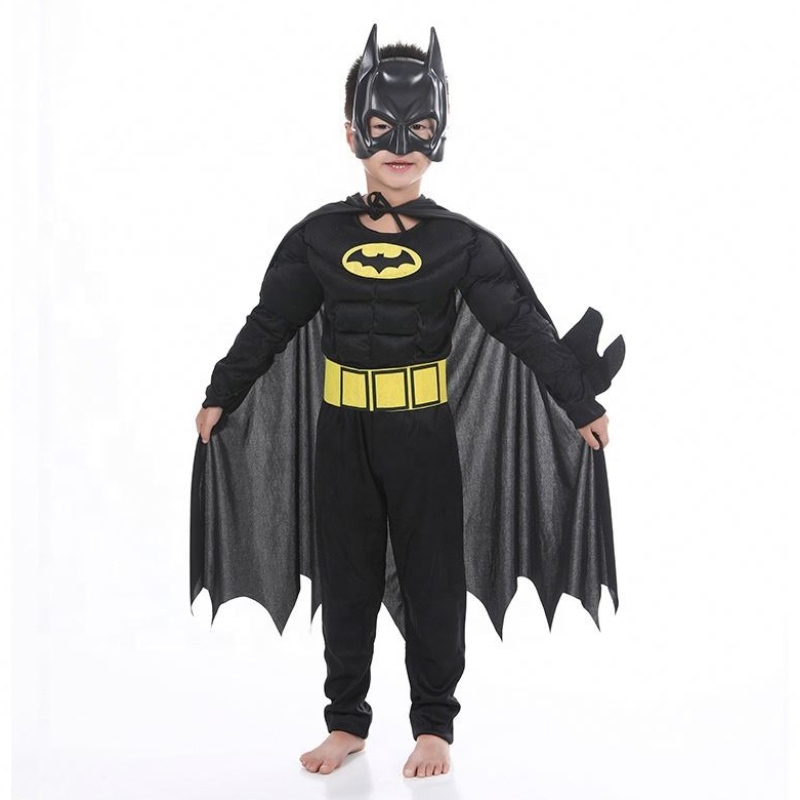 Halloween Masquerade Black Bat Muscle Kids Super -heróis trajes The Bat Man Figurinos com Máscara