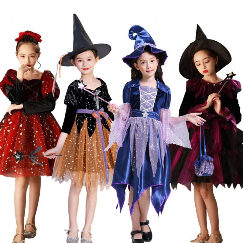 Costura de Halloween para crianças para crianças, crianças de Natal, vestido de princesa, vestido de inverno com chapéu