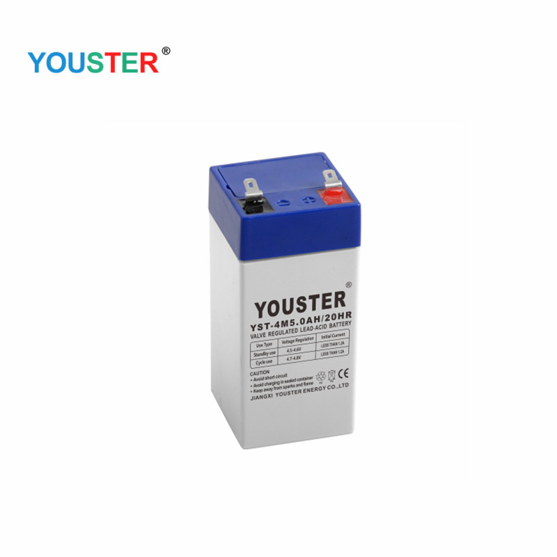 Youster recarregável pequena bateria de chumbo com chumbo 4v 5ah 20hr para o sistema de alarme da luz de emergência/