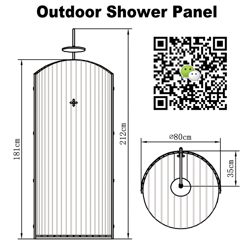 painel de chuveiro exterior CF5007, painel de chuveiro exterior de madeira, painel de chuveiro de jardim, chuveiro exterior de pé livre