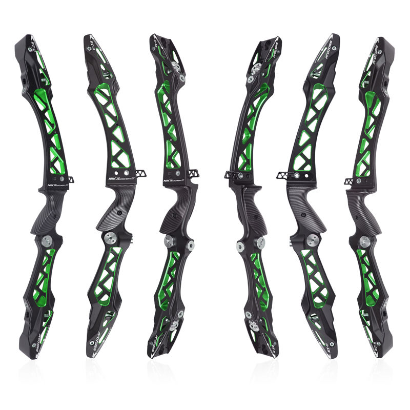 Elongarow 25inches RH / LH Preto e Verde Mixed Color Recurve Bow Risers