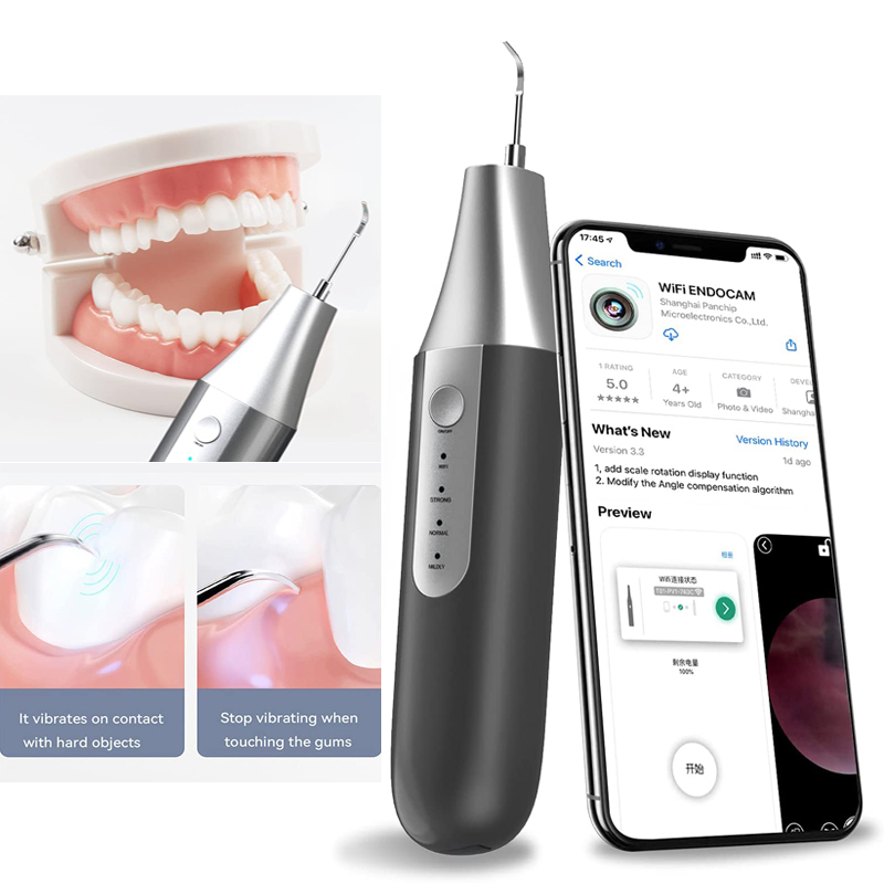 Limpador de dente ultrassônico visível ligável - Removedor de placa dental para o odontologia adulto - aplicativo para iPhone e Android