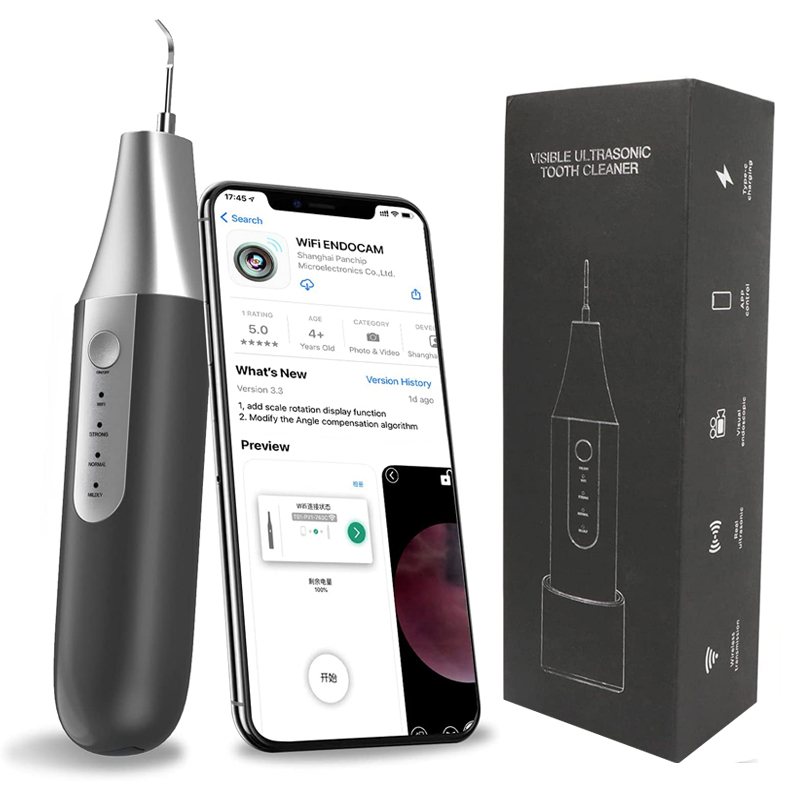 Limpador de dente ultrassônico visível ligável - Removedor de placa dental para o odontologia adulto - aplicativo para iPhone e Android