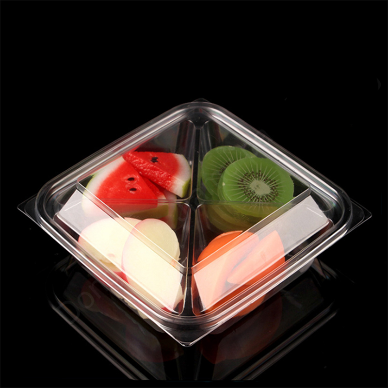 Embalagem descartável de salada de fruta transparente plástico com tampa