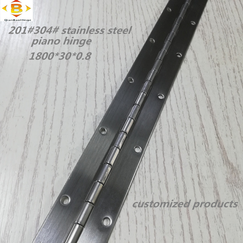dobradiça longa personalizada 201#304#espessura 0,8 mm de aço inoxidável de piano grossa dobradiça contínua gabinete de piano de gabinete de piano
