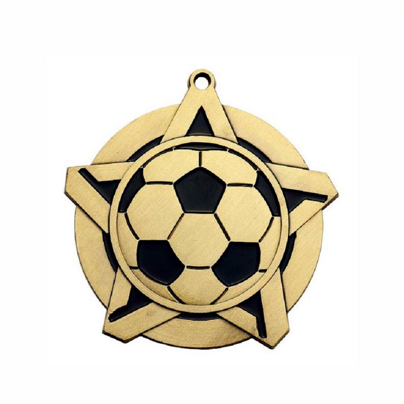 Design de vômito Metal 3D Logo Futebol Sports Sports Gold Award Medals Medalha Custom com fita