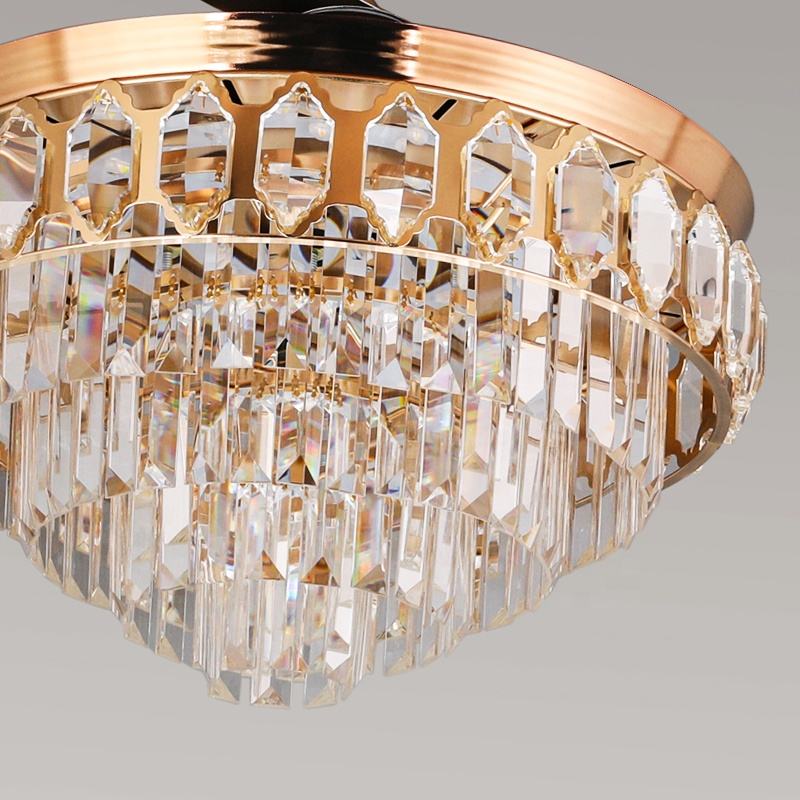 Fã de teto do lustre k007 com luz com remoto 42 polegadas 3 cor com lustre de ventilador de cristal de alto -falante